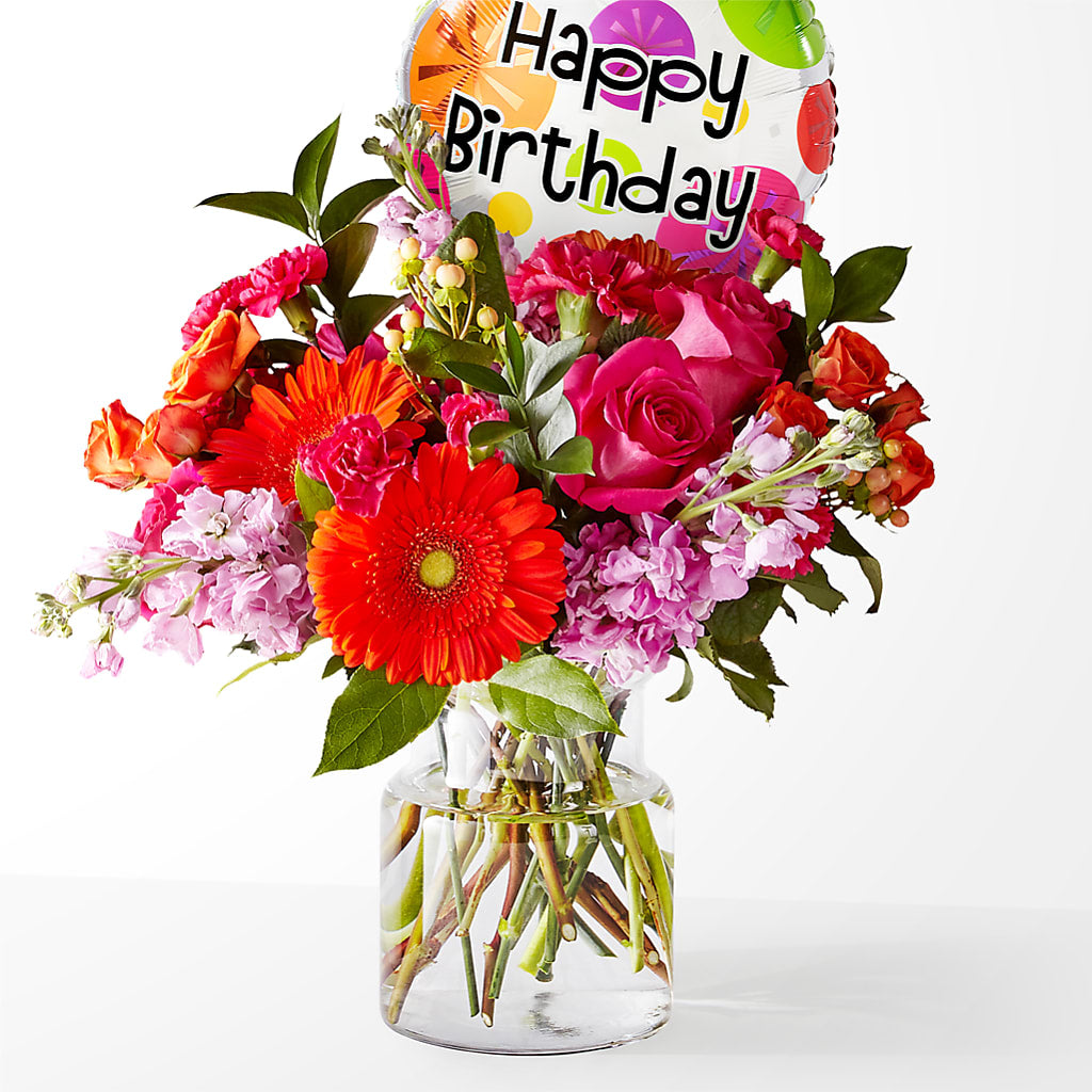 Fiesta Bouquet with Birthday Balloon – HOORAY'S FROM HOLLYWOOD, Hollywood FL