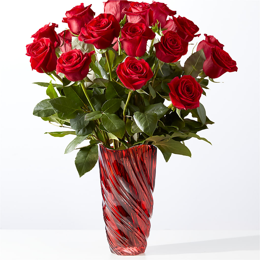 Classic Love Red Rose Bouquet with Luxe Swirl Vase – HOORAY'S FROM HOLLYWOOD, Hollywood FL