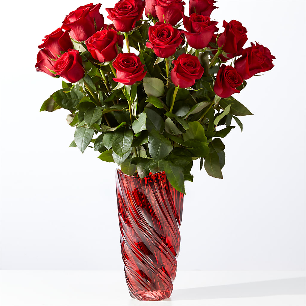 Classic Love Red Rose Bouquet with Luxe Swirl Vase – HOORAY'S FROM HOLLYWOOD, Hollywood FL