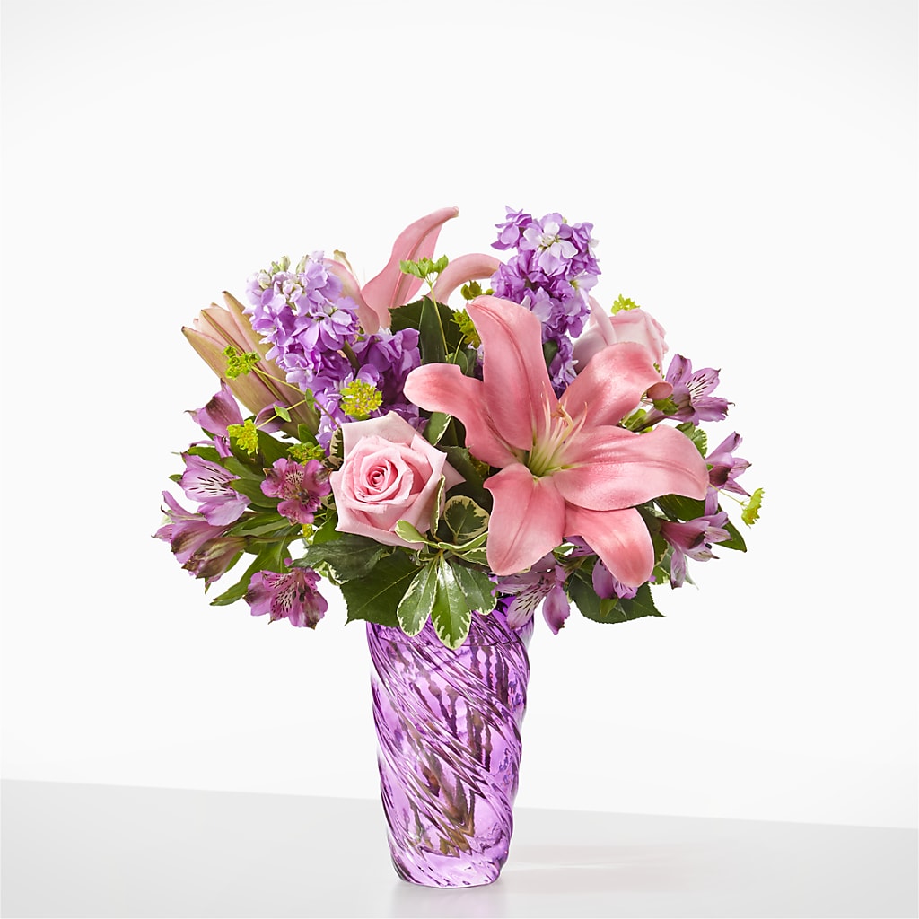 Precious Petals Bouquet with Luxe Swirl Vase – HOORAY'S FROM HOLLYWOOD, Hollywood FL