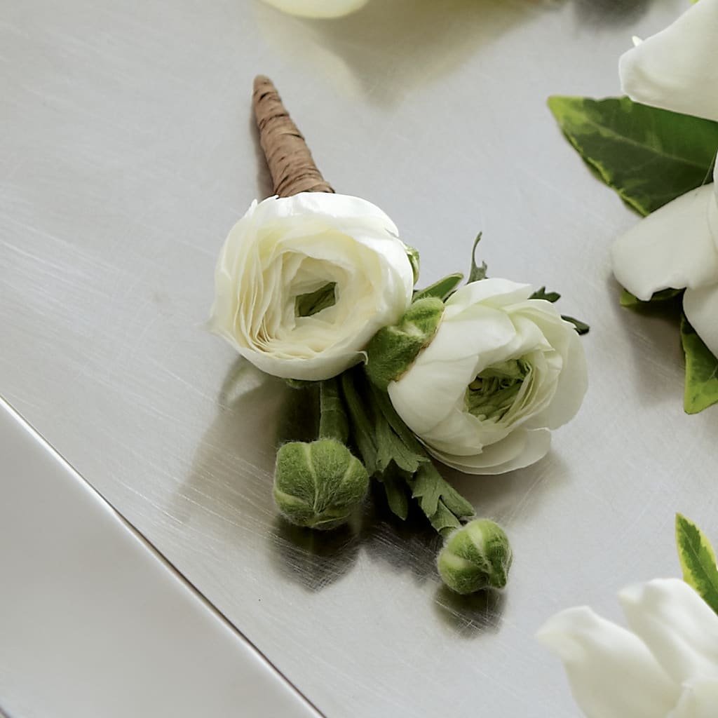 White Ranunculus Boutonniere – HOORAY'S FROM HOLLYWOOD, Hollywood FL