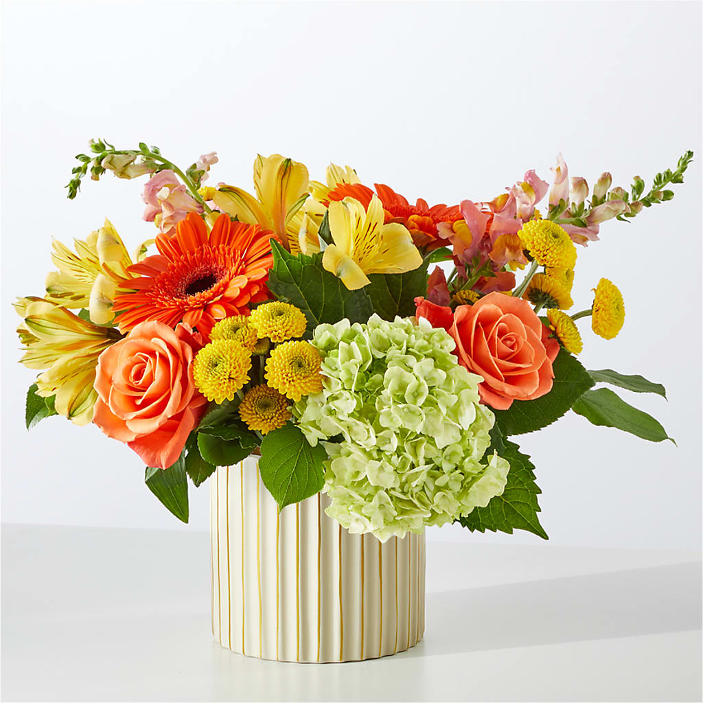 Autumn Sunshine Bouquet with Ivory Vase – HOORAY'S FROM HOLLYWOOD, Hollywood FL