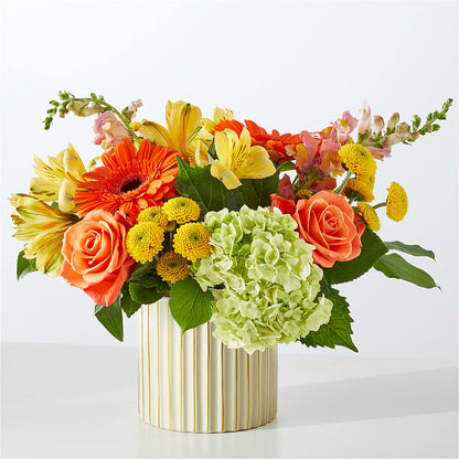 Autumn Sunshine Bouquet with Ivory Vase – HOORAY'S FROM HOLLYWOOD, Hollywood FL