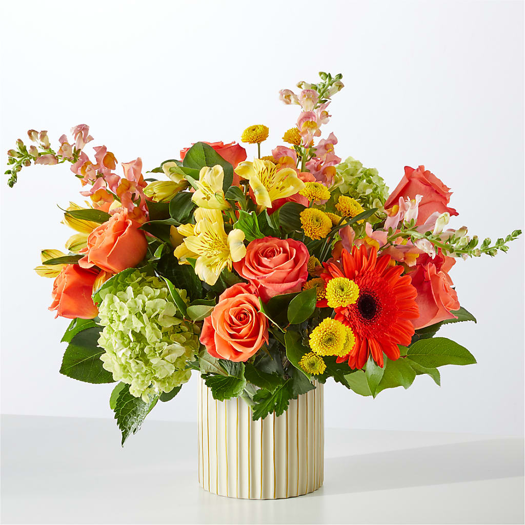 Autumn Sunshine Bouquet with Ivory Vase – HOORAY'S FROM HOLLYWOOD, Hollywood FL