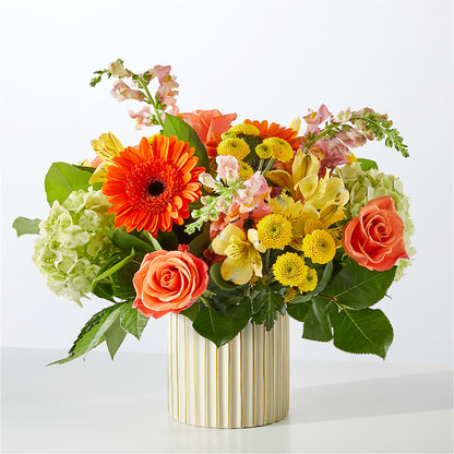 Autumn Sunshine Bouquet with Ivory Vase – HOORAY'S FROM HOLLYWOOD, Hollywood FL