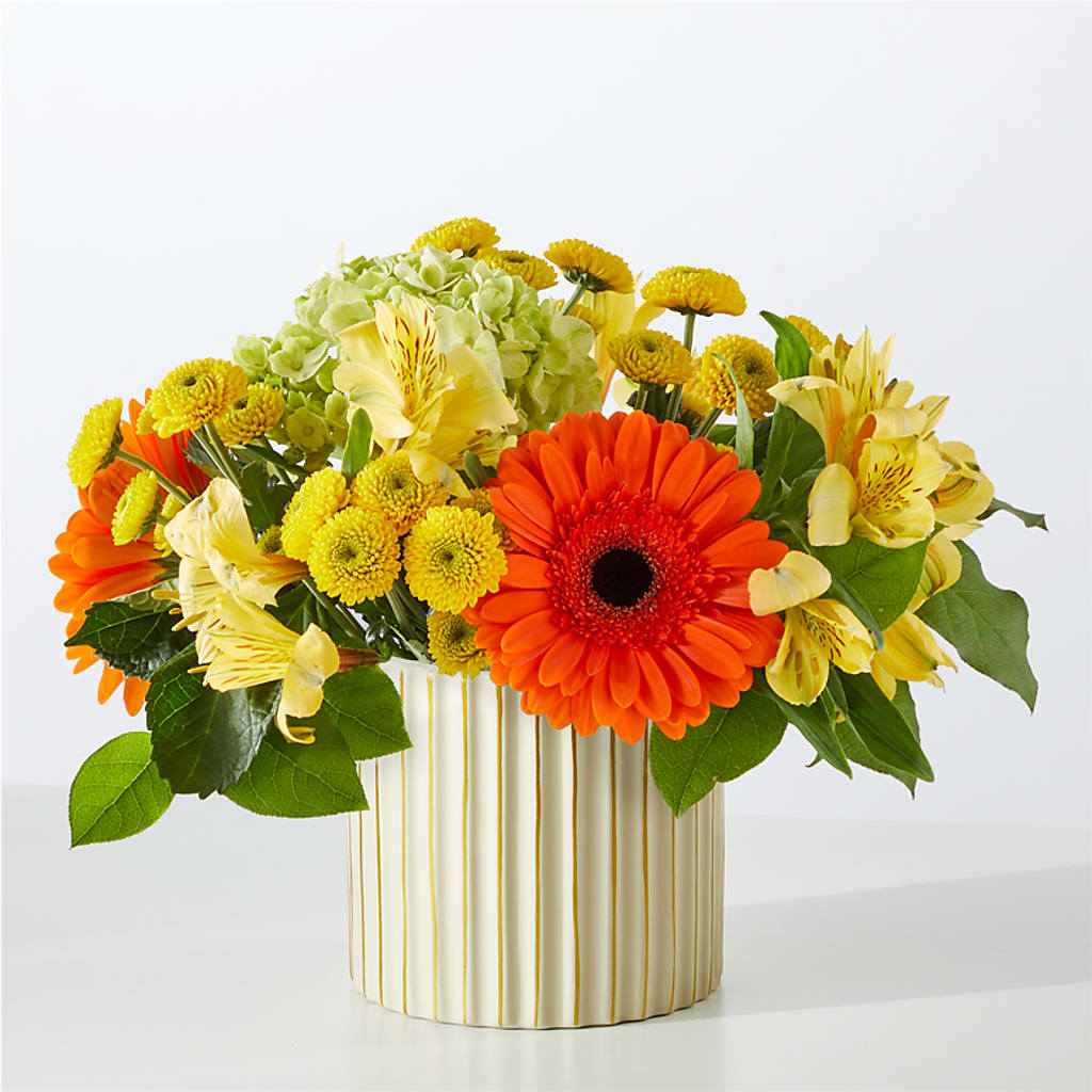 Autumn Sunshine Bouquet with Ivory Vase – HOORAY'S FROM HOLLYWOOD, Hollywood FL